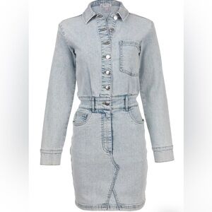 Venus Denim Button-Up Shirt Dress -Light Wash